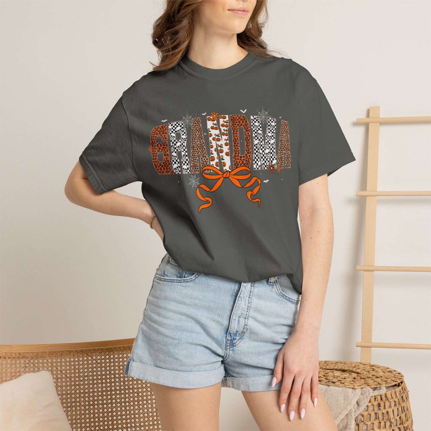 Grandma Leopard Print patch work T-Shirt with Bow
