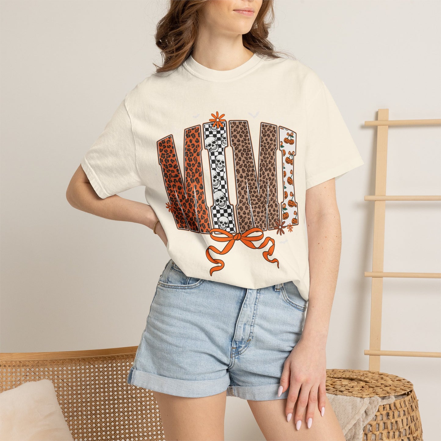 MIMI Leopard Patchwork T-Shirt with Bow