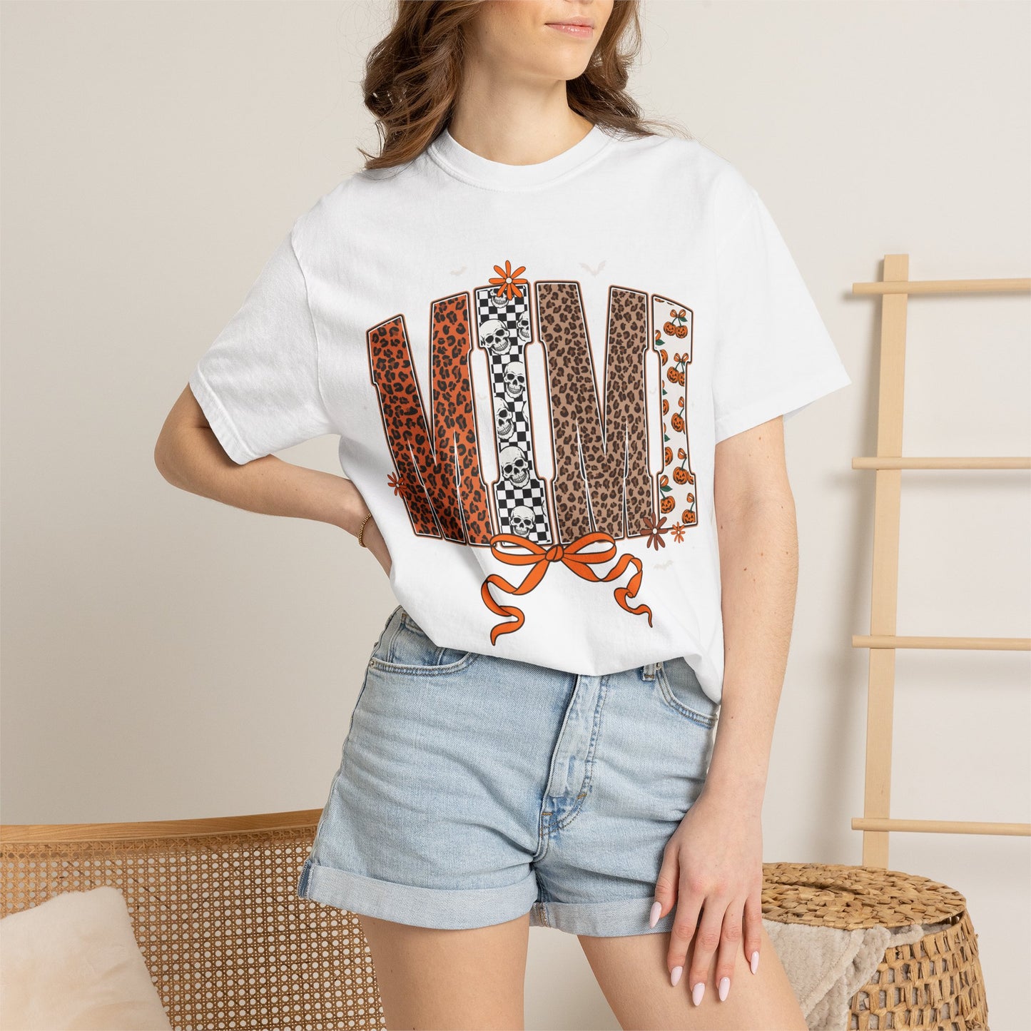 MIMI Leopard Patchwork T-Shirt with Bow
