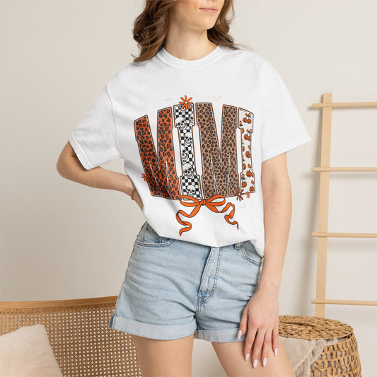 MIMI Leopard Patchwork T-Shirt with Bow