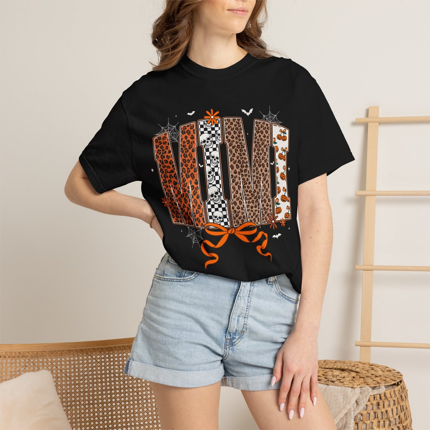 MIMI Leopard Patchwork T-Shirt with Bow