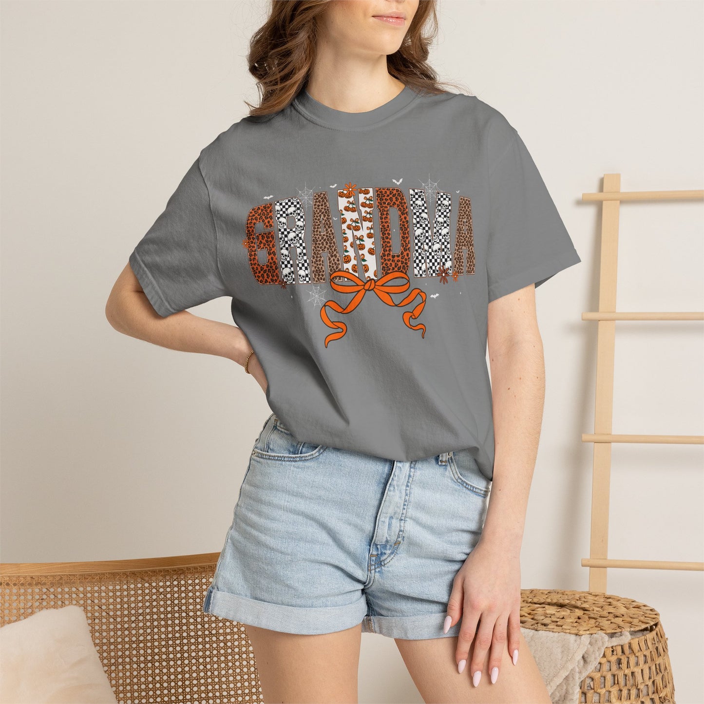 Grandma Leopard Print patch work T-Shirt with Bow